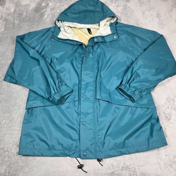 LL Bean Jacket Mens Large Tall Teal Green Stowaway Goretex Rain Coat Windbreaker - Picture 2 of 14